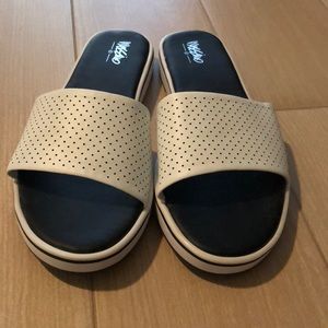 White slide sandals
